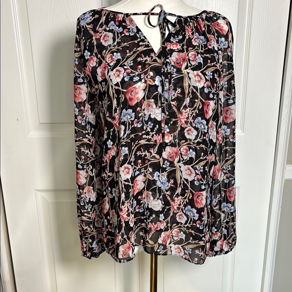 WHBM Floral Black Blouse